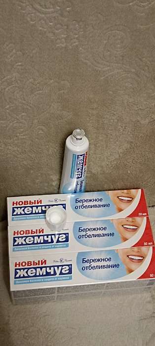 Фотография покупателя товара Зубная паста «Новый жемчуг», бережное отбеливание, 50 мл - Фото 2