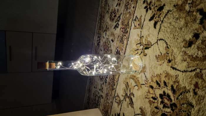 Фотография покупателя товара Гирлянда «Нить» 2 м роса с пробкой, IP20, серебристая нить, 20 LED, свечение тёплое белое, LR44х3