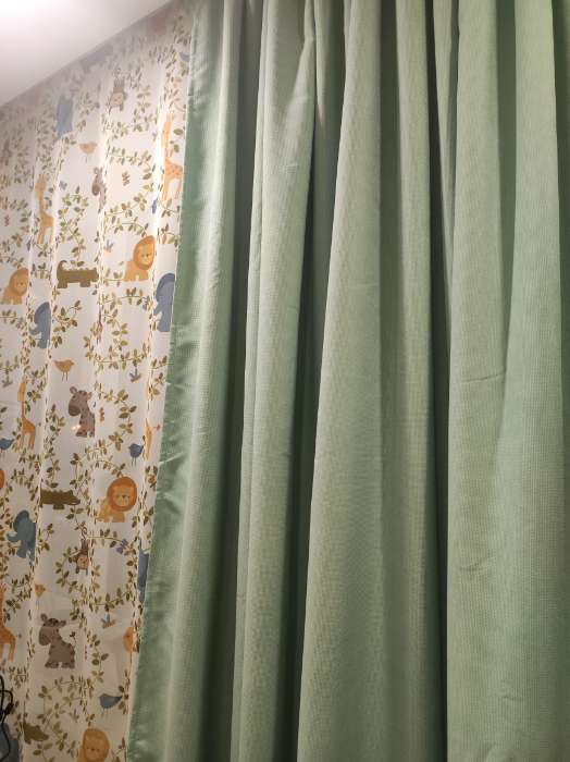 Фотография покупателя товара Штора портьерная Этель «Структурная», цвет светло зелёный, на шторной ленте, 145х265 см, 100% п/э - Фото 3