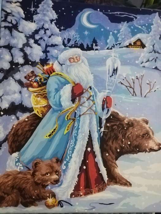 Фотография покупателя товара Новогодняя картина по номерам на холсте с подрамником «Новый год! Дед Мороз», 40 × 50 см