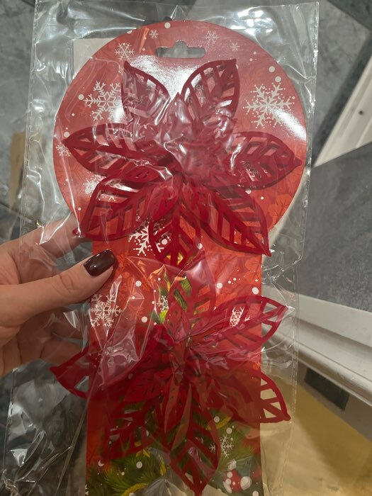 Фотография покупателя товара Украшение ёлочное "Резной цветок" (набор 2 шт) 14 см, красный - Фото 1