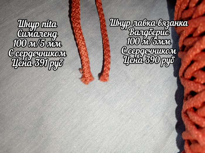 Фотография покупателя товара Шнур для вязания 100% полиэфир, ширина 5 мм 100м (чёрный) - Фото 6