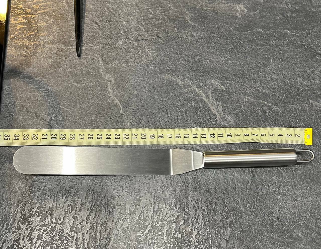 Фотография покупателя товара Кондитерская лопатка - палетка изогнутая Доляна, 26.5×3 см, рабочая часть 14.5 см, серебристая - Фото 5