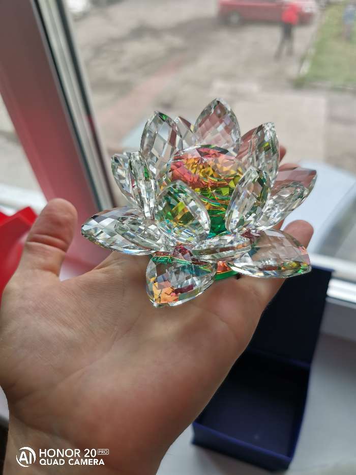 Фотография покупателя товара Сувенир стекло "Лотос кристалл трехъярусный голография" d=11 см - Фото 4