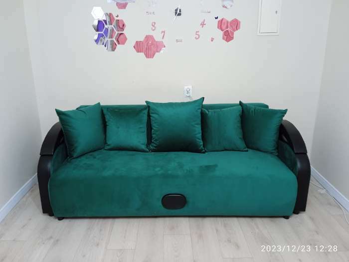 Фотография покупателя товара Прямой диван «Мария», еврокнижка, велюр bingo, цвет mustard - Фото 1