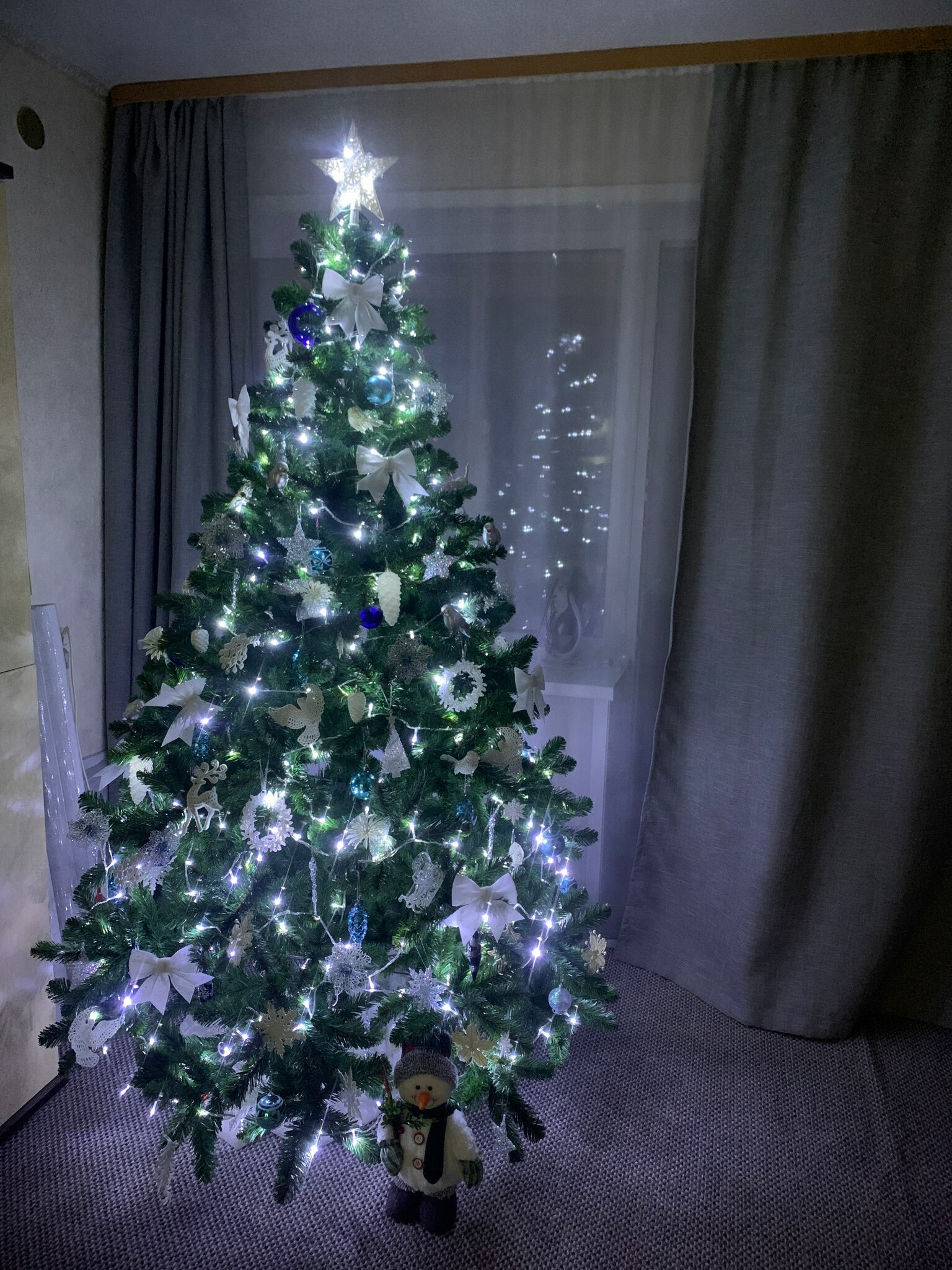 Фотография покупателя товара Ёлочные игрушки 2 шт. «Зимнее волшебство. Бант со звёздочками» пластик, 12×12 см, белый - Фото 1