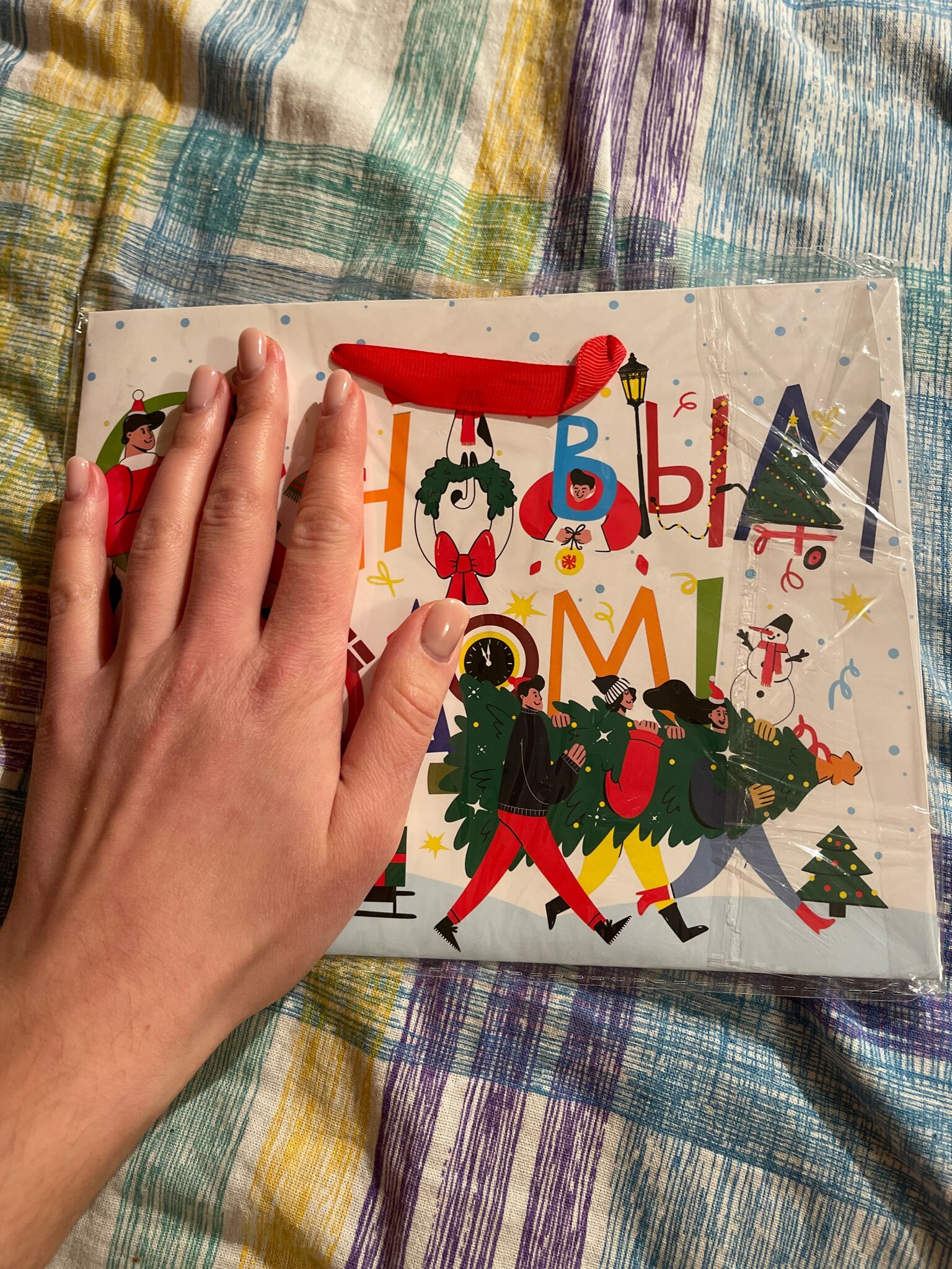 Фотография покупателя товара Пакет подарочный новогодний ламинированный «В ожидании волшебства», MS 18×23×10 см - Фото 2