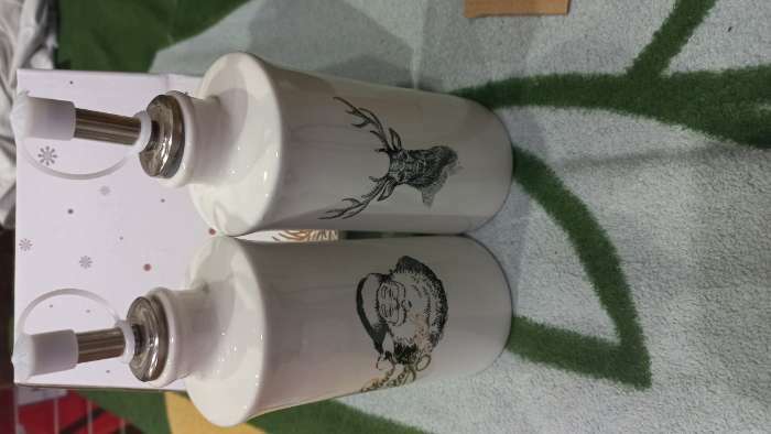 Фотография покупателя товара Набор керамический для соусов и масел Доляна «Дед Мороз и олени», 2 предмета: 300 мл, цвет белый