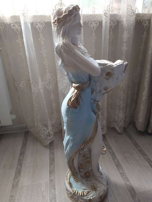 Фотография покупателя товара Фигура с кашпо "Лесная фея", бело-золотая голубая, 1л/ 85см - Фото 2