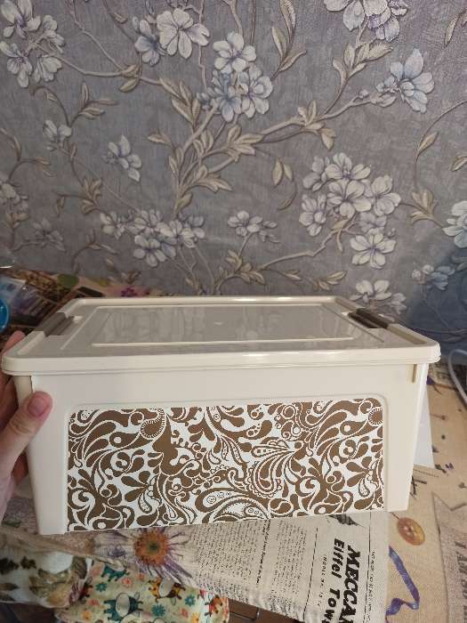 Фотография покупателя товара Контейнер для хранения с крышкой Smart Box, 7,9 л, 32×25×14 см, с декором Home, цвет МИКС - Фото 2