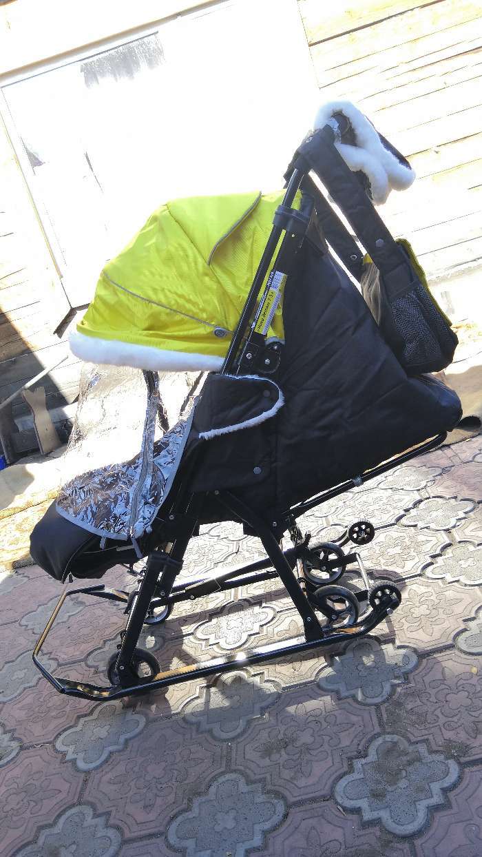 Фотография покупателя товара Санки коляска «Ника Детям НД 7-5» цвет чёрно-золотой - Фото 5