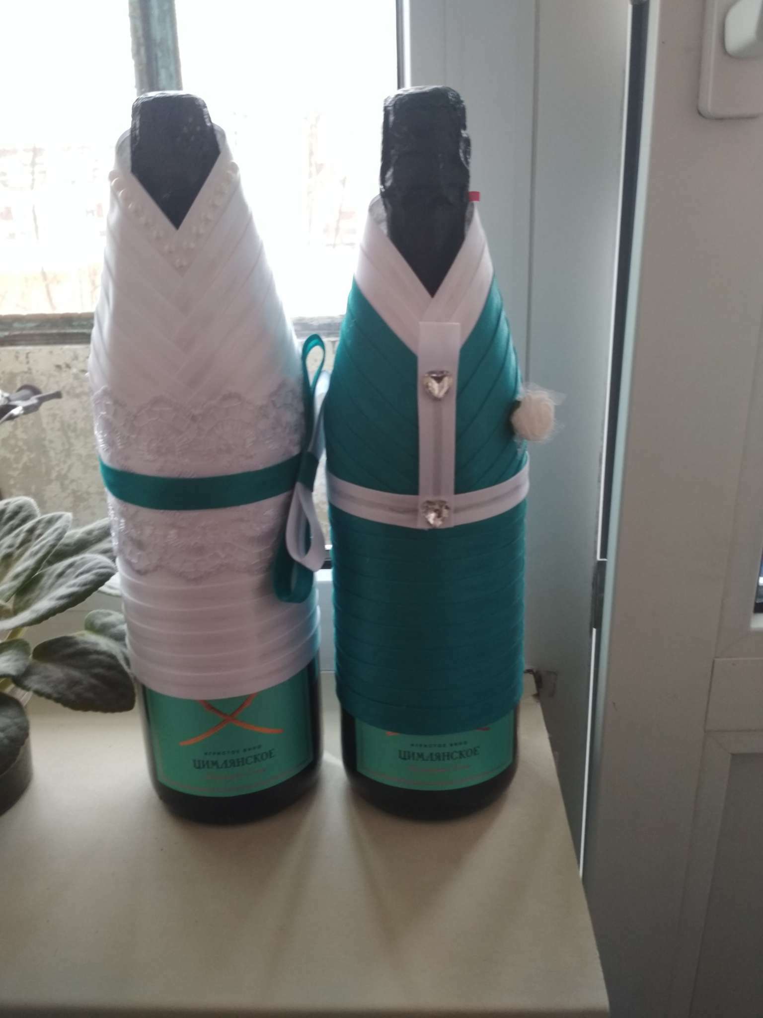 Фотография покупателя товара Украшение для шампанского  "Волна", бирюза - Фото 1
