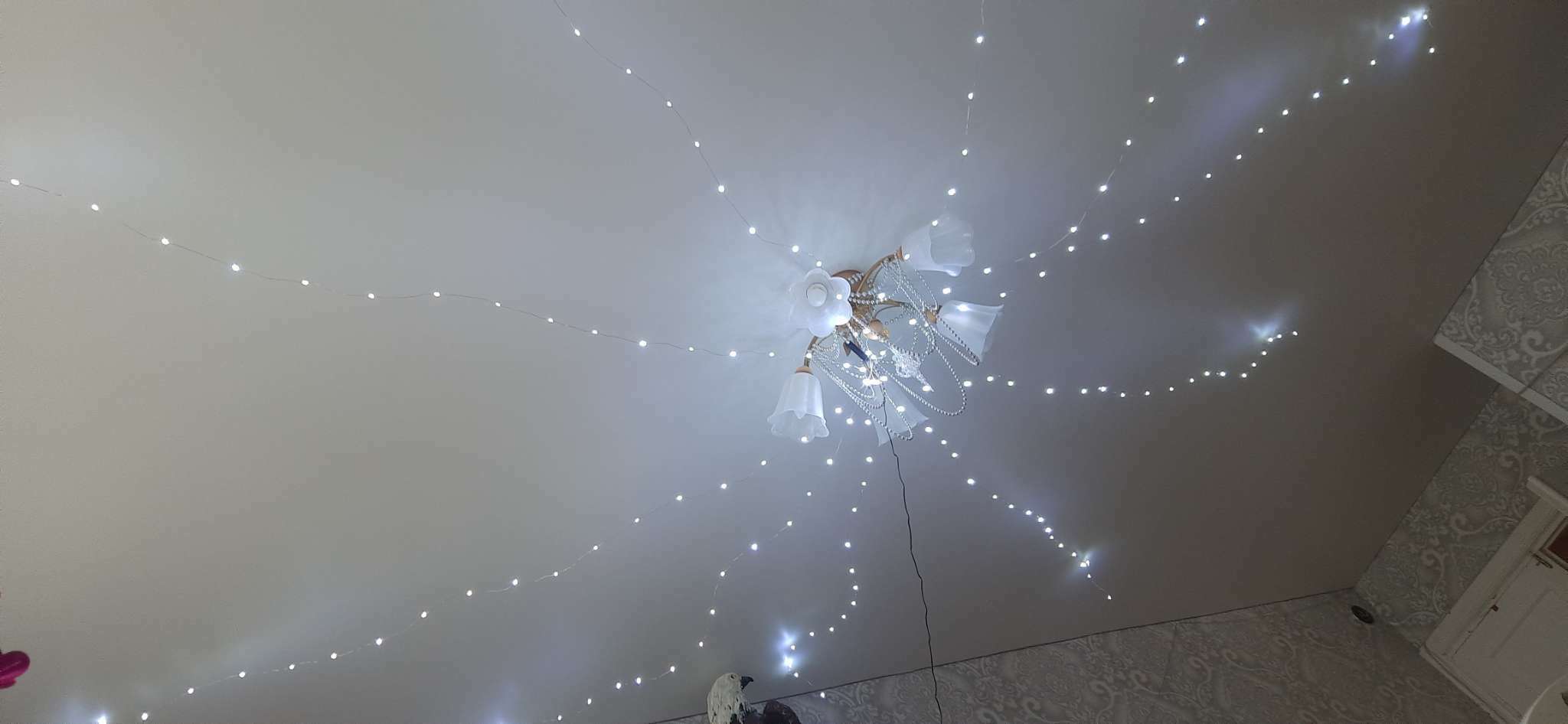 Фотография покупателя товара Гирлянда «Конский хвост» 20 нитей по 2 м, IP20, серебристая нить, 400 LED, свечение белое, 12 В - Фото 6