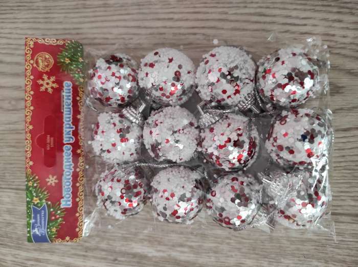 Фотография покупателя товара Набор шаров пластик d-6 см, 6 шт "Снежный перелив" - Фото 1