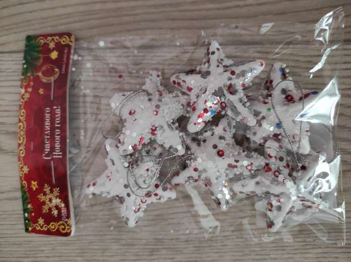 Фотография покупателя товара Ёлочные игрушки 6 шт. «Зимнее волшебство. Радужные звёзды - магия» пластик, 5 см, МИКС - Фото 4