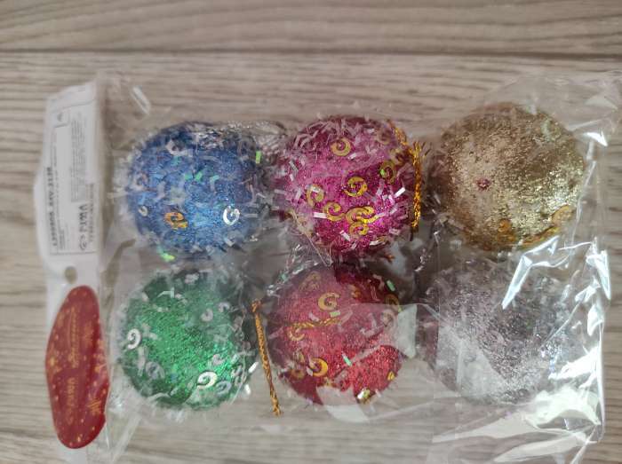 Фотография покупателя товара Ёлочные игрушки «Пайетка», шары новогодние, d=4 см, 6 шт., МИКС - Фото 2