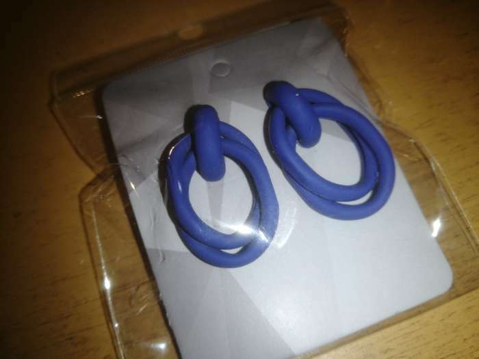 Фотография покупателя товара Серьги металл «Боттега» два овала, цвет синий