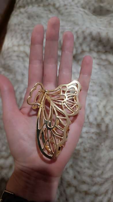 Фотография покупателя товара Краб для волос "Валери" бабочка, 8 см, золото - Фото 1