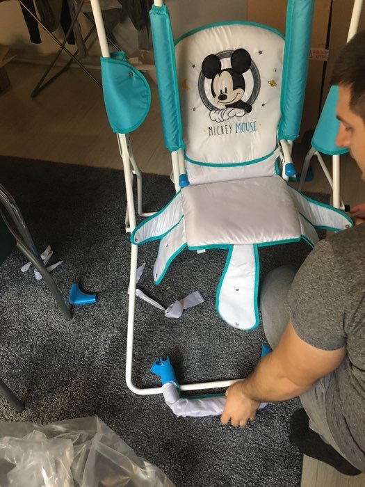 Фотография покупателя товара Качели напольные Polini kids Disney baby «Микки Маус», с вышивкой, цвет синий - Фото 2