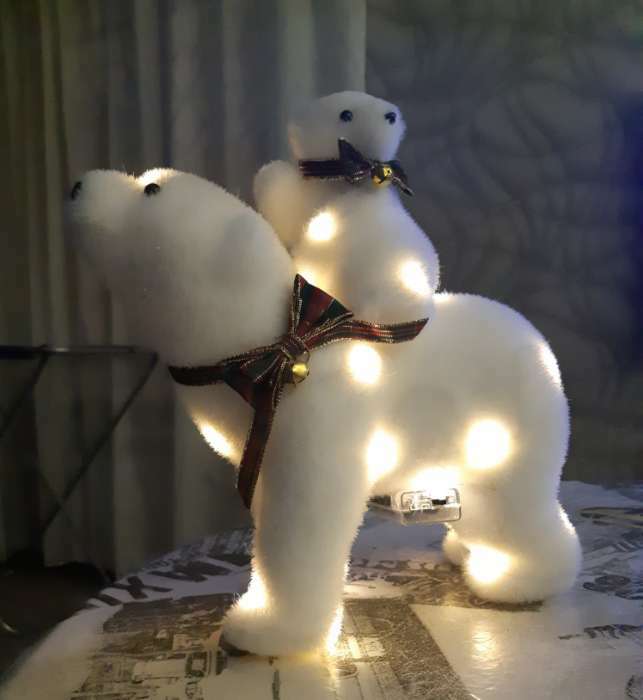 Фотография покупателя товара Светодиодная фигура «Медведица и медвежонок» 27 × 26 × 12 см, флок, батарейки ААх2 (не в комплекте), свечение тёплое белое - Фото 2