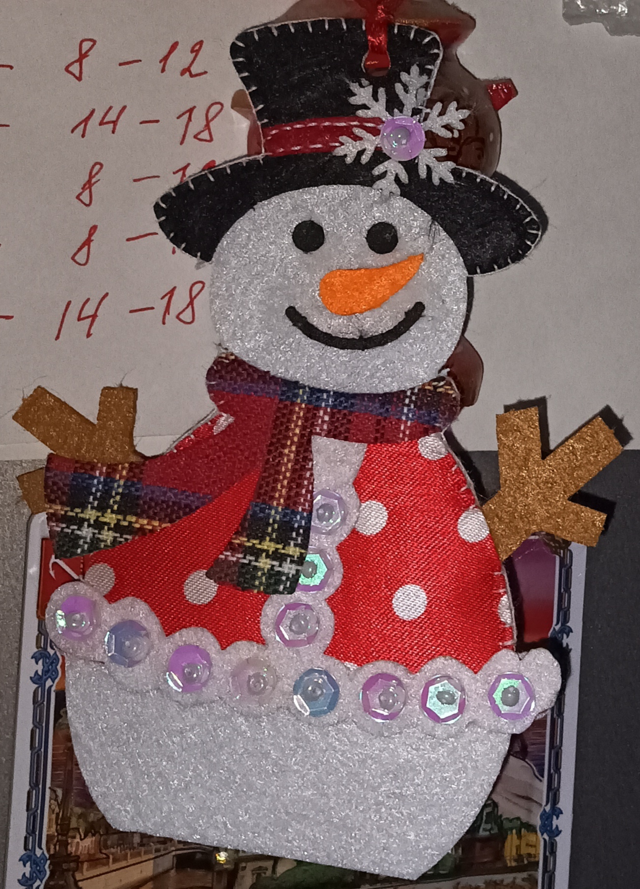 Фотография покупателя товара Набор для творчества - создай ёлочное украшение из фетра «Снеговик с ёлочками» - Фото 3