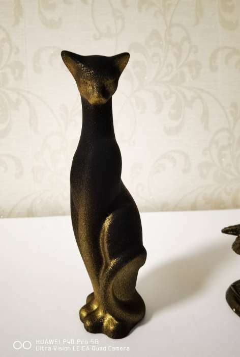 Фотография покупателя товара Фигура "Кошка Багира голова вправо" черная/золото 5х5х20см