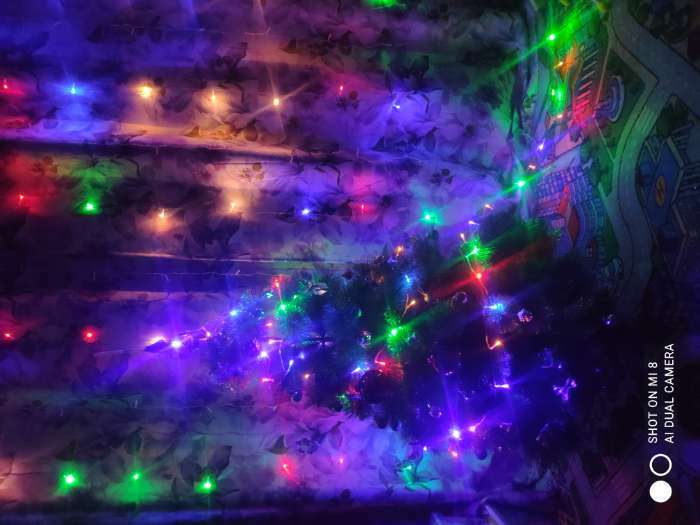 Фотография покупателя товара Гирлянда «Нить» 10 м, IP20, тёмная нить, 100 LED, свечение фиолетовое, 8 режимов, 220 В - Фото 19