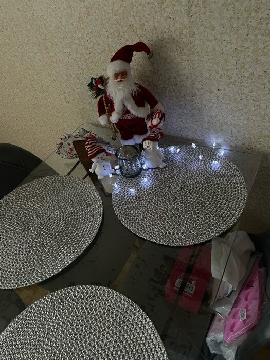 Фотография покупателя товара Набор салфеток сервировочных на стол Доляна «Рэй», 4 шт, d=38 см, цвет серый