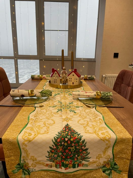 Фотография покупателя товара Дорожка на стол новогодняя Golden Christmas 40*147 см, 100% хл, саржа 190гр/м3