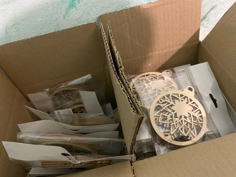 Фотография покупателя товара Заготовки для творчества на новый год «Шары со снежинками», 5 шт. - Фото 2