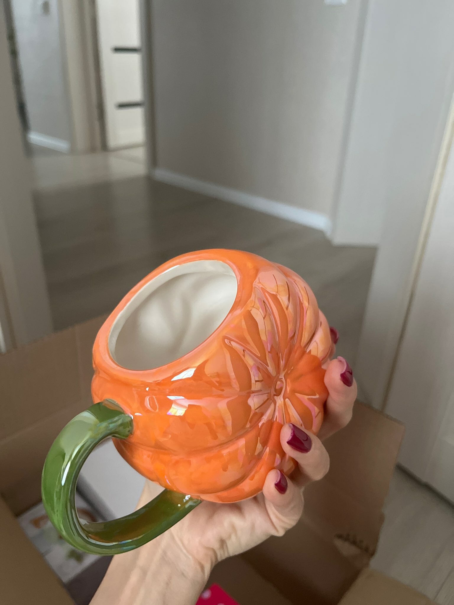Фотография покупателя товара Кружка керамическая «Тыква», 350 мл, цвет оранжевый