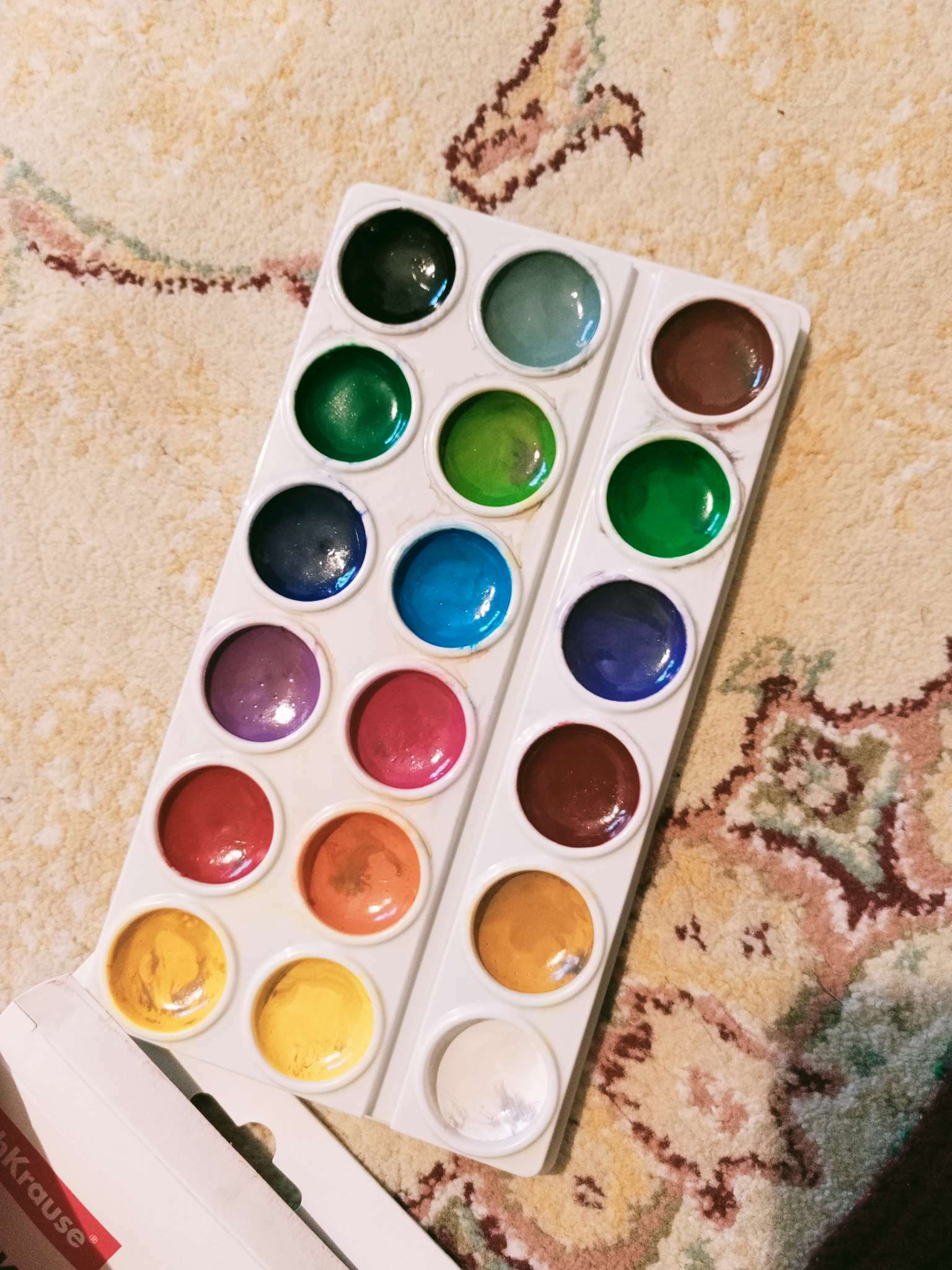 Фотография покупателя товара Краски акварельные 18 цветов ErichKrause Basic, эконом упаковка, без кисти, картон с европодвесом - Фото 2