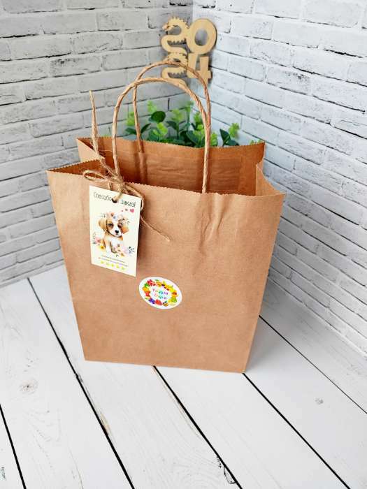 Фотография покупателя товара Пакет крафт без печати, круглая ручка 22×12×28 см - Фото 2