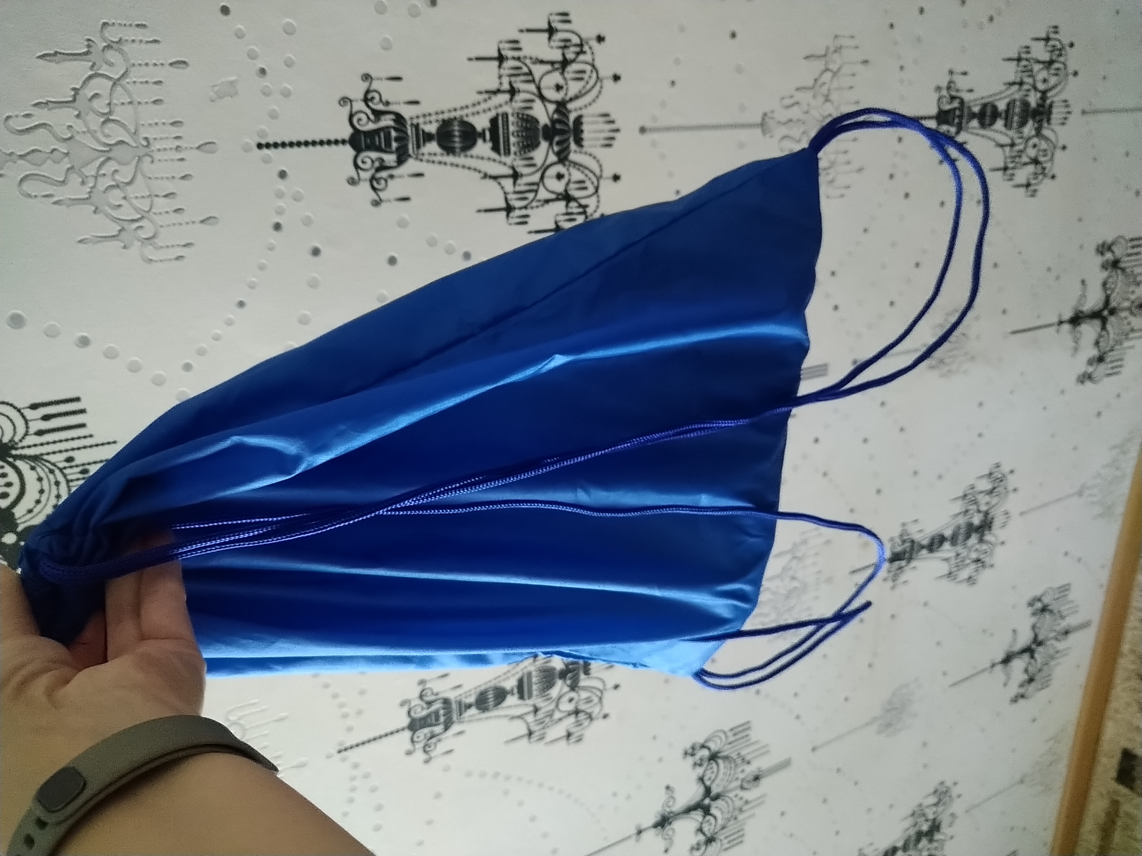 Фотография покупателя товара Мешок для обуви 420 х 340 мм, Calligrata "Стандарт", (мягкий полиэстер, плотность 210 D), синий