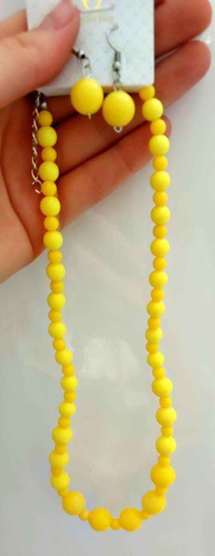Фотография покупателя товара Набор 2 предмета: серьги, бусы "Легкость", цвет жёлтый
