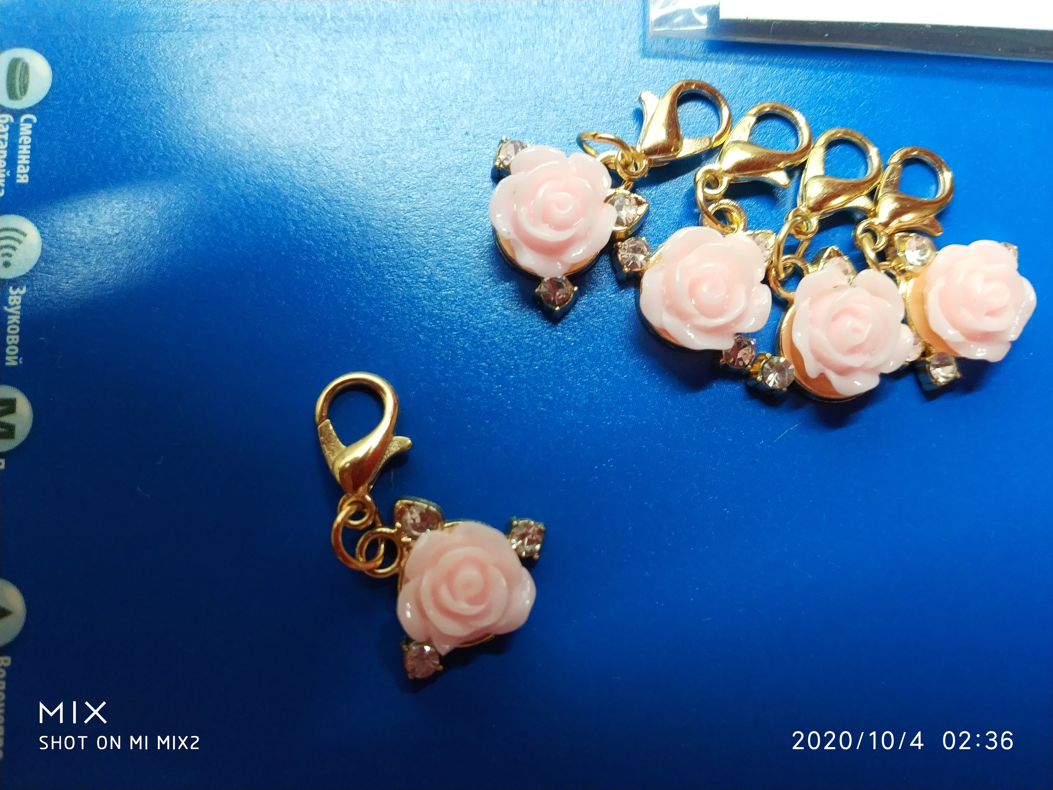 Фотография покупателя товара Шармик «Цветок» роза, цвет бело-розовый в золоте