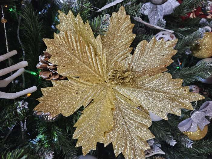 Фотография покупателя товара Декор "Холодный цветок" 27х20 см, золото - Фото 1