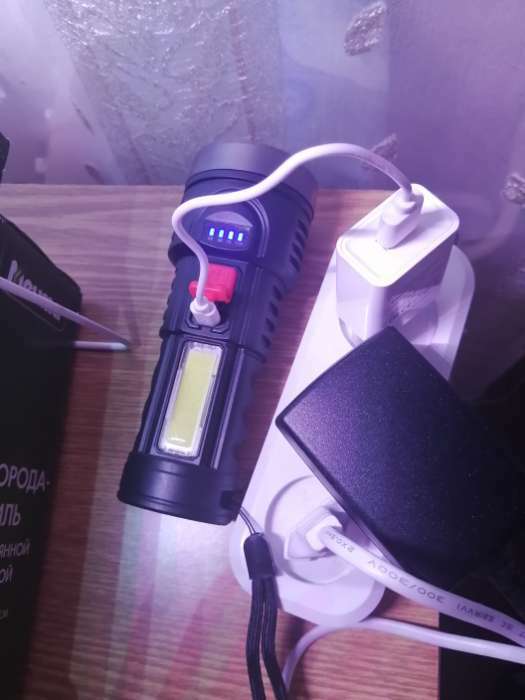 Фотография покупателя товара Фонарь ручной аккумуляторный, 1.5 и 3 Вт, 1200 мАч, USB, COB, 4 режима, 14 х 5.5 см