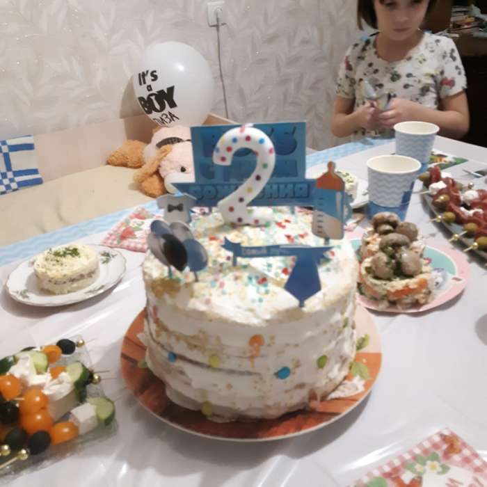 Фотография покупателя товара Свеча в торт на день рождения «Конфетти», цифра "2" , ГИГАНТ, 9 см