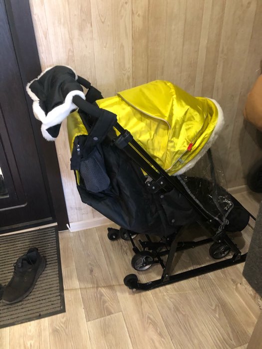 Фотография покупателя товара Санки коляска «Ника Детям НД 7-5» цвет чёрно-золотой - Фото 3