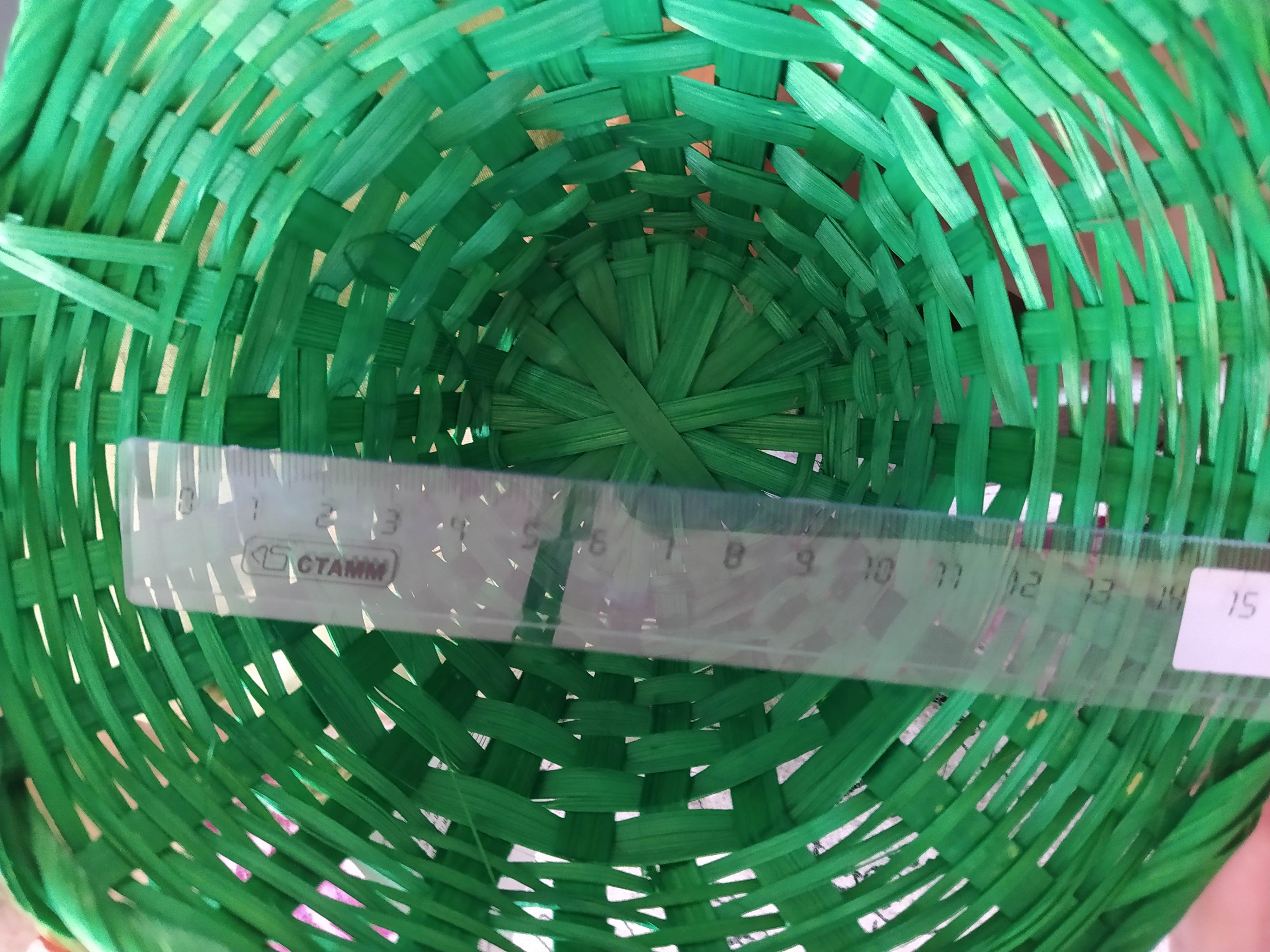 Фотография покупателя товара Корзина плетёная, бамбук, зелёная, (шляпка), большая