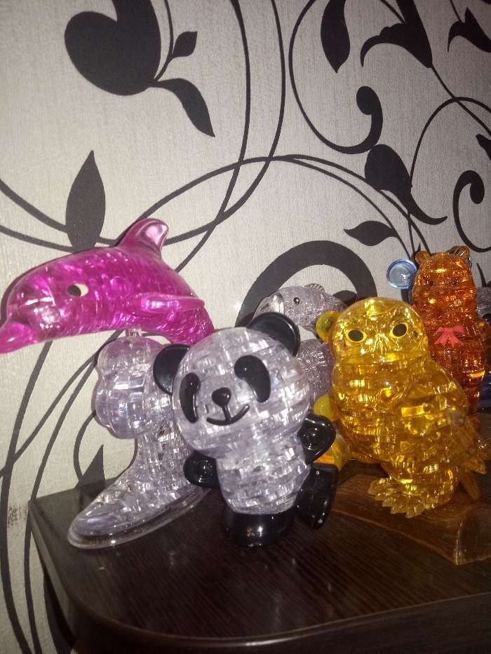 Фотография покупателя товара 3D пазл «Панда», кристаллический, 53 детали, световой эффект, цвета МИКС
