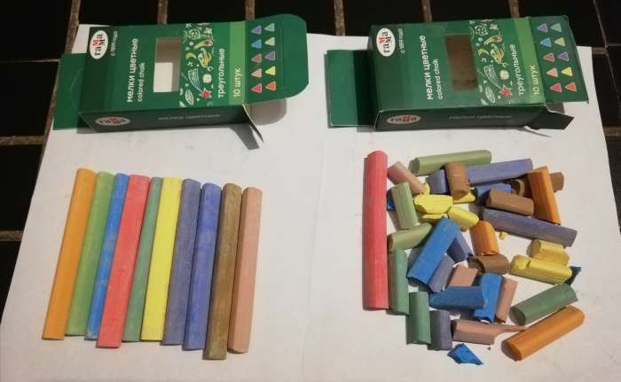 Фотография покупателя товара Мелки для рисования "Гамма", цветные, 10 штук, мягкие, треугольная форма, картонная коробка - Фото 4