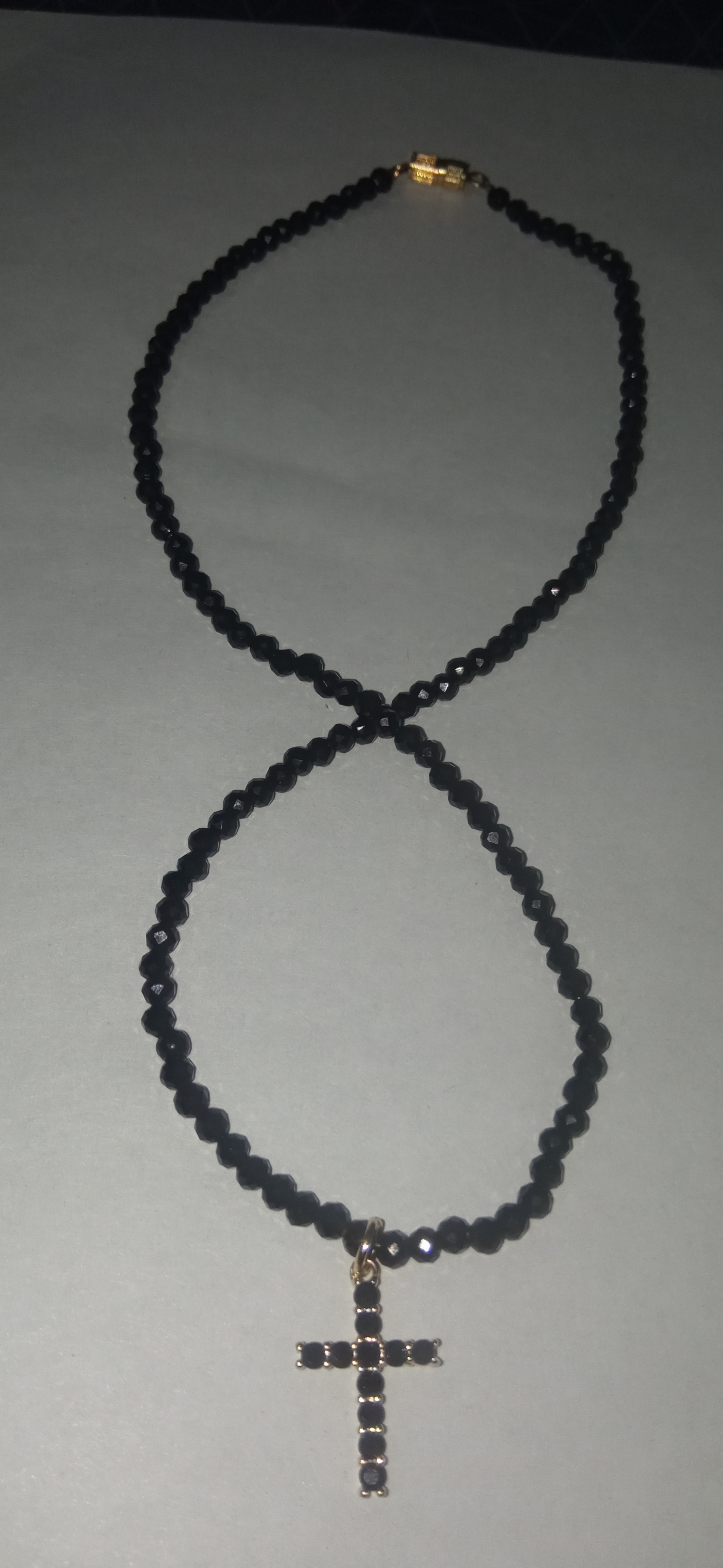 Фотография покупателя товара Бусины на нити шар №3 гранёный «Шпинель», цвет чёрный, 37,5 см - Фото 4