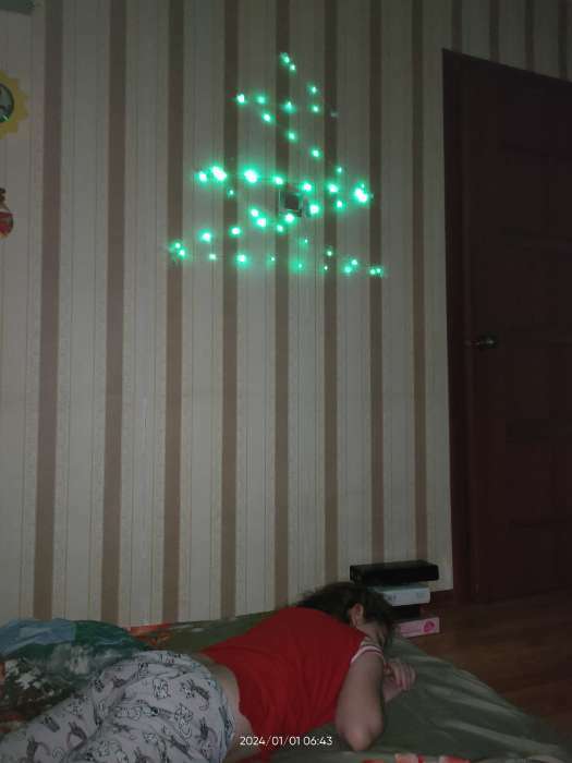 Фотография покупателя товара Гирлянда «Нить» 5 м роса, IP20, серебристая нить, 50 LED, свечение зелёное, CR2032х2 - Фото 1