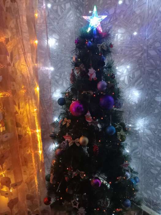 Фотография покупателя товара Светодиодная верхушка на ёлку «Звезда прозрачная» 15 см, 10 LED, провод 2 метра, 220 В, свечение RG/RB - Фото 1