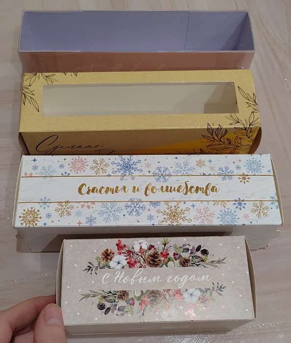 Фотография покупателя товара Коробочка для макарун «С Новым годом!», 18×5.5×5.5 см - Фото 4