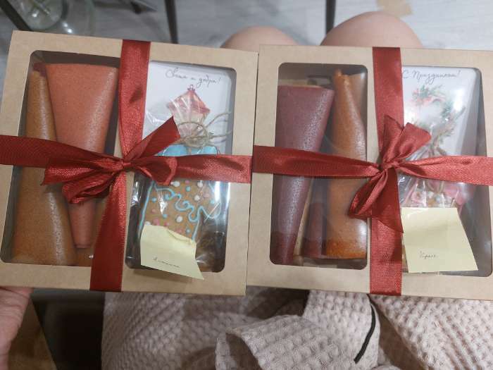 Фотография покупателя товара Коробка под 8 конфет + шоколад, с окном, крафт, 17 х 5 х 17,5 х 3,7 см - Фото 1