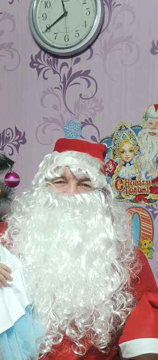 Фотография покупателя товара Карнавальный набор «Деда Мороза»: парик, борода, мешок, колпак - Фото 2