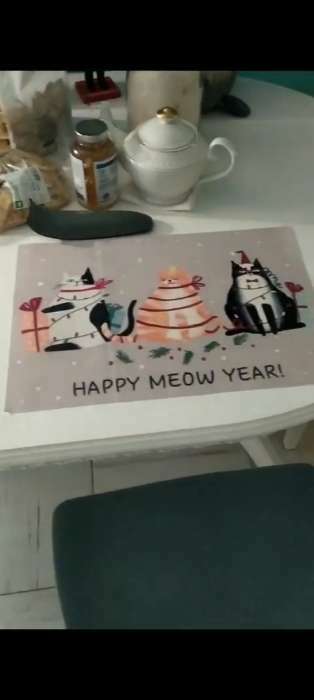 Фотография покупателя товара Новогодняя салфетка на стол Meow Year ПВХ, 40х29 см